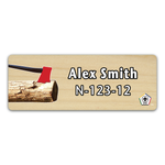 Wood Badge Name Tag - Wood Badge Axe with Deep Red Axe and Wood Badge Logo on Maple Wood