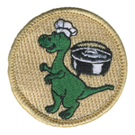 Dutch Oven Chef Dino Patch - embroidered 2 inch round