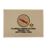 Troop Patrol Flag with Flaming Arrow Patrol and Scouting America logo