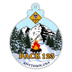Cub Scout Christmas Ornament - Snow Covered Mountainside (FRONT)