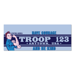 Girl Troop Rosie The Riveter Banner with Scouting America Logo (28" Tall x 96" wide Banner with pole pocket)