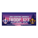 Girl Troop Recruitment Night Banner with Scouting America Logo (28" Tall x 96" wide Banner with pole pocket)