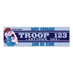 Girl Troop Banner - Scout The Riveter with Scouting America Logo (28" Tall x 96" wide Banner)