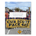 Personalized Canvas Print - Custom Cub Scout Pack Event Group Photo |  Bottom Right Corner Text Placement