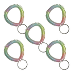 Translucent  Rainbow Wrist Coils with Steel Key - 5 Pack