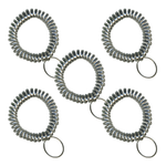 Metallic Silver Wrist Coils with Steel Key - 5 Pack