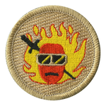Flaming Hot Cheese Ball Scout Patrol Patch - embroidered 2 inch round by ClassB