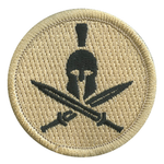 Spartan Helmet & Cross Swords Scout Patrol Patch - embroidered 2 inch round by ClassB