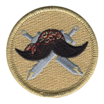 Pirate Mustache Scout Patrol Patch - embroidered 2 inch round by ClassB