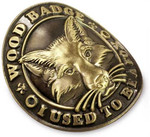 Wood Badge Hiking Stick Medallion of Wood Badge Fox Critter - Folded Angled Front View  by ClassB