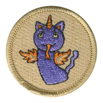 Slithering Horned Fire Cat Patch - embroidered 2 inch round by ClassB