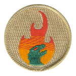 Flaming Dino Patrol Patch - embroidered 2 in round by ClassB