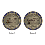 Wood Badge Coin back with engravable with four beads / printable space for personalization. Two customization layouts  to choose from
