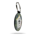 Wood Badge Key Chain - Wood Badge on Tartan Background [Side]