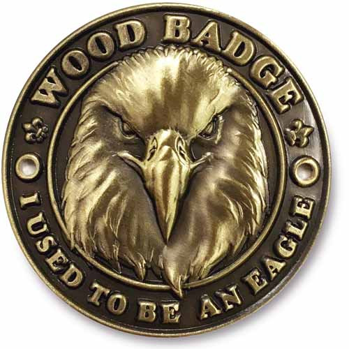 Hiking Stick Medallion Wood Badge Eagle