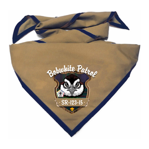 Wood Badge Neckerchief with Wood Badge Bobwhite Critter and Wood Badge Logo - Digital View Wood Badge Neckerchief with Wood Badge Bobwhite Critter and Wood Badge Logo - Digital View