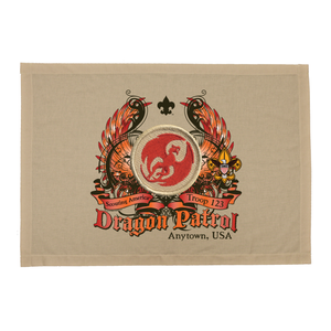 Scout Red Dragon Patrol Patch Flag with Colored Wings and Scouting America logo