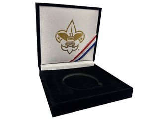 Open View of BSA Velvet Challenge Coin Presentation Box