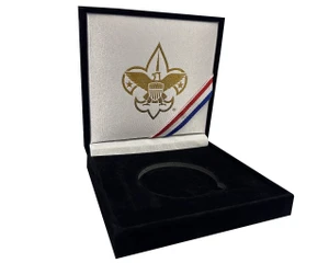 Open View of Scouting America Velvet Challenge Coin Presentation Box