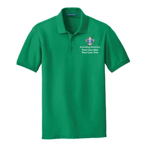 Cotton Pique Mens Polo with Scouting America Logo - Kelly Green