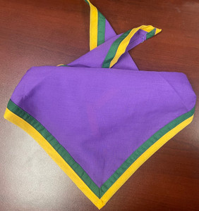 Blank Purple Neckerchief with Medium Green and Gold Double Piped Edge - Troop Size Blank Purple Neckerchief with Medium Green and Gold Double Piped Edge - Troop Size