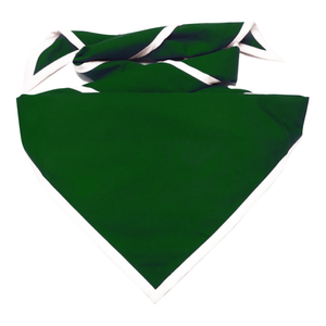 Blank Forest Green Neckerchief with White Piped Edge Blank Forest Green Neckerchief with White Piped Edge
