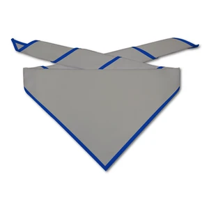 Blank Silver Neckerchief with Royal Blue Piped Edge - Troop Size