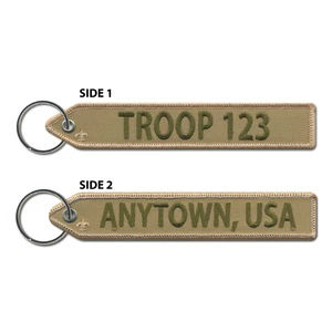Scouting America Zipper Pull Embroidered Keychain Flight Tag with Scouting America Fleur-De-Lis