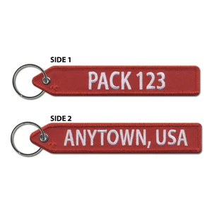 Scouting America Zipper Pull Embroidered Keychain Flight Tag with Scouting America Fleur-De-Lis - Custom Pack