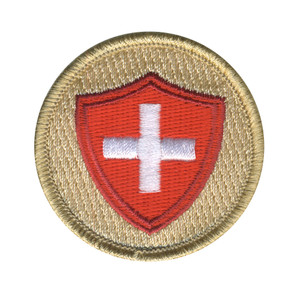 Crimson Shield with White Cross Patrol Patch - embroidered 2 in round
