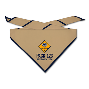 Cub Scout Pack Neckerchief with Cub Scout Emblem Design on light neckerchief