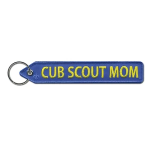 Zipper Pull Embroidered Keychain Flight Tag - Cub Scout Mom with Scounting America  Fleur-De-Lis