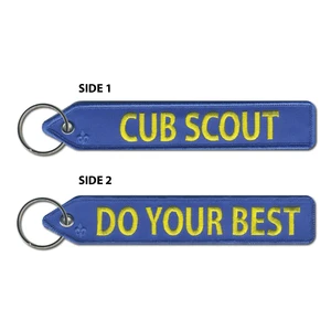 Zipper Pull Embroidered Keychain Flight Tag - Cub Scout and Do Your Best with Scounting America  Fleur-De-Lis