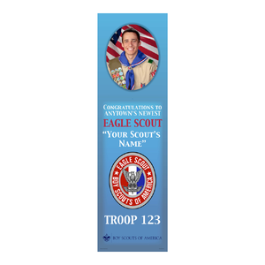 Eagle Scout Banner with Eagle Scout Logo and BSA Trademark with Custom Photo Text Eagle Scout Banner with Eagle Scout Logo and BSA Trademark with Custom Photo Text