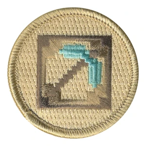 Pixilated Pickaxe Patrol Patch  - embroidered 2 in round