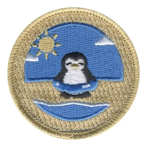 Beach Penguin Patrol Patch - embroidered 2 in round