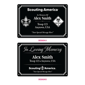 Scouting America Custom Metal Engraved Plate - In Memory Of - Horizontal