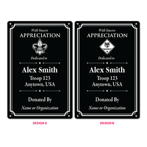 Scouting America Custom Metal Engraved Plate - Dedicated To
