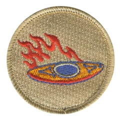 Flaming Kayak Patrol Patch - embroidered 2 in round