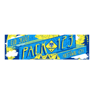 Cub Scout Pack Banner with Scouting America Cub Scout Logo (28" Tall x 96" wide Banner)