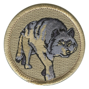 Walking Wolf Scout Patrol Patch - embroidered 2 inch round Walking Wolf Scout Patrol Patch - embroidered 2 inch round