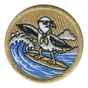 Surfing Seagull Patrol Patch - embroidered 2 in round