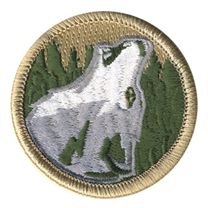 Howling Wolf Head Scout Patrol Patch - embroidered 2 inch round Howling Wolf Head Scout Patrol Patch - embroidered 2 inch round