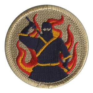 Flaming Ninja Scout Patrol Patch - embroidered 2 inch round Flaming Ninja Scout Patrol Patch - embroidered 2 inch round