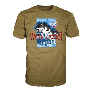 Troop Patrol Shirt with Fierce Wolf Patrol Design with Scouting America logo