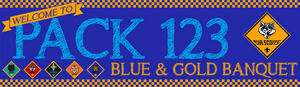 Cub Scout Pack Blue and Gold Banquet Banner with Cub Scout Logo and Cub Scout Rank Logos Cub Scout Pack Blue and Gold Banquet Banner with Cub Scout Logo and Cub Scout Rank Logos