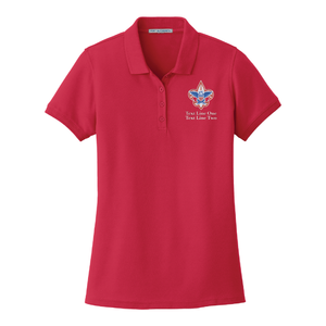 Cotton Pique Ladies Polo with Scouting America Logo - Red