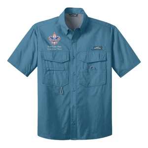Short Sleeve Fishing Shirt with Scouting America Logo - Blue Gill
