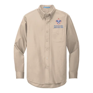 Long Sleeve Easy Care Shirt Men's with Scouting America logo - Stone