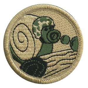 Pea Shooting Snail Scout Patrol Patch - embroidered 2 inch round